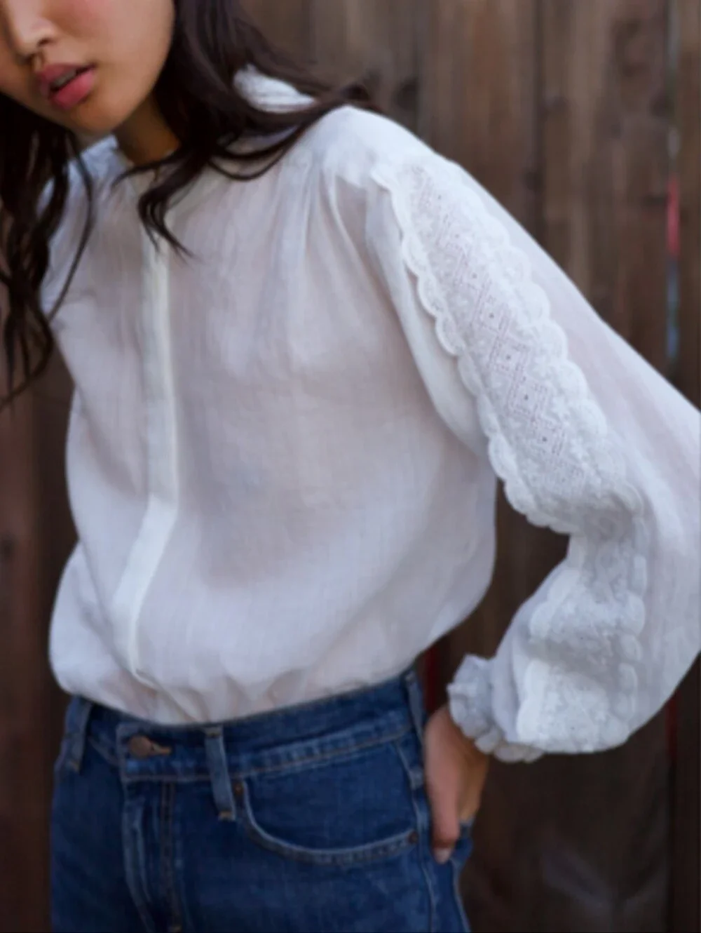 Trovata Solene Lace Trim Blouse